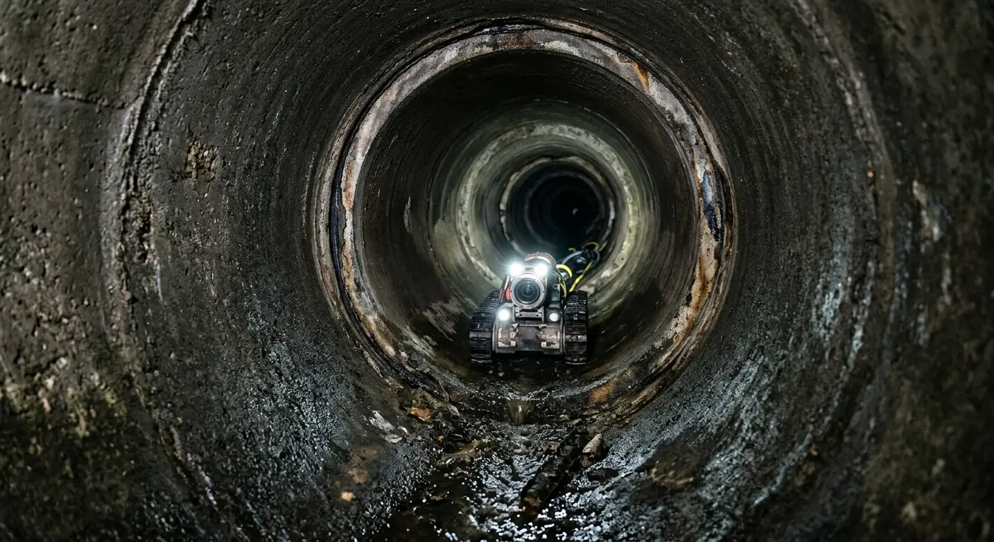 Robotic sewer camera inspecting pipe interior for Drain Snake Service in Buda